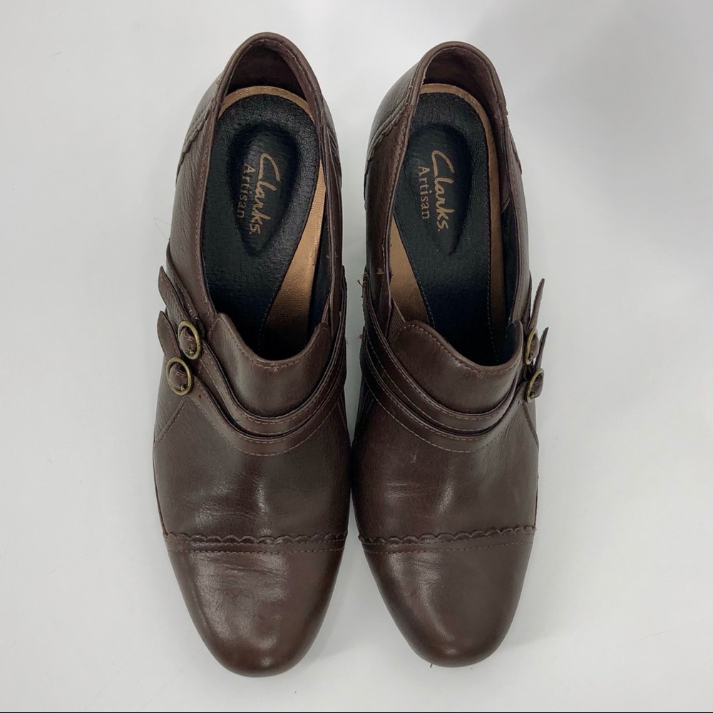 Clarks Brown Leather Heels - Picture 8 of 16